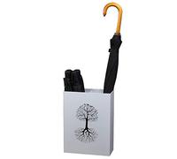 Porte-parapluie en métal avec plateau d'égouttement - Design élégant blanc - Taille compacte pour un rangement facile - Parfait pour la maison ou l'entrée