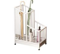 Porte-parapluie en métal de grande capacité | Porte-parapluie indépendant avec plateau de drainage amovible et 4 tapis | Organiseur compact et stable pour l'entrée de la maison - Blanc