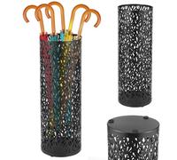 Porte-parapluie en métal pour l'entrée - 15 × 15 × 42 cm - Organiseur de parapluie autoportant - Collection pluie - Boîte de rangement ronde - Support pour bâtons de marche (noir)