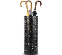 Porte-parapluie en métal pour l'entrée - 15 × 15 × 42 cm - Organiseur de parapluie autoportant - Collection Rain - Boîte de rangement ronde - Support pour bâtons de marche (noir)