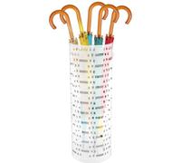 Porte-parapluie en Métal Rond en Style Moderne avec Sculpture, Porte Parapluie Design sur Pied , Porteparapluies avec Crochets pour Entrée Maison Bureau Hôtel,15×15×42 cm(Blanc)
