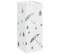 Porte-parapluie design - support à parapluie H. 41 cm - 4 crochets, bac à eau - acier blanc