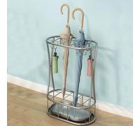 Porte-parapluie moderne multifonction en fer forgé pour intérieur et extérieur, 47 x 32 x 18 cm, design gris élégant pour hôtels et décoration d'intérieur