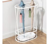 Porte-parapluie ovale blanc autoportant pour une utilisation en intérieur, idéal pour les entrées, les bureaux et décoration d'intérieur élégante pour parapluies et cannes