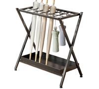 Porte-parapluie pour l'intérieur - 18 grilles en fer - Organiseur de rangement autoportant - Bol d'eau amovible - Entrée - Couloir - Bureau - Hôtel - Station de séchage au sol - Taille