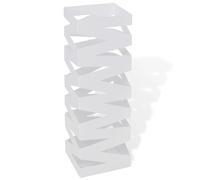 Porte-parapluies carré en acier blanc 48,5 cm avec plateau amovible et support de rangement