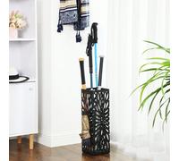 Porte-parapluies, Carré, en acier, Organisateur sur Pieds, pour parapluies et Cannes, avec réceptacle d'eau Amovible, 4 Crochets, Noir