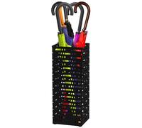 Porte-parapluies en métal, sur pied, noir/blanc, organiseur de parapluie multifonction, peut contenir 4 à 8 parapluies longs pour décoration d'intérieur, entrée, bureau (noir)