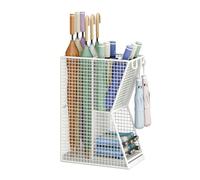 Porte-parapluies et étagère de rangement for couloir Porte-parapluies métallique autonome avec bac d'égouttage amovible Convient aux hôtels, bureaux et salles de classe(White)