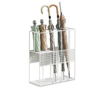 Porte-parapluies métallique, support de rangement commercial for parapluies avec bac d'égouttage amovible, adapté aux écoles, bureaux, hôtels et bibliothèques.(White)