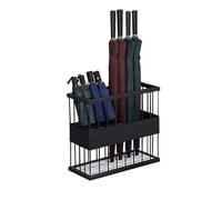 Porte-parapluies, Porte-parapluies en métal, Panier à parapluies d'entrée intérieur pour Le Rangement des Cannes de Marche, étagère de Rangement rectangulaire Moderne,Noir,48X21X44Cm