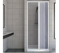 Porte paroi de douche en PVC mod. Vergine 140 cm - Blanc - Ouverture latérale - Pliante - Fumé