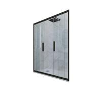 PORTE PAROIS DOUCHE 2 PORTILLONS COULISSANTS EN PVC NOIR MATT GLAM