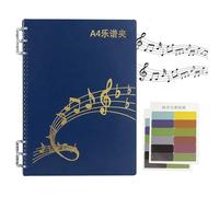 Porte Partition Chorale, Chemises pour Partitions, Classeur Partition Musique Adapté au Format A4 20 Pochettes Transparentes Anneaux Améliorés Couverture Imperméable 2 Onglets Index Offerts