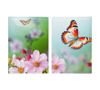 Porte-passeport à motif de papillon et de fleur avec fente pour cartes et billets, étui de passeport en cuir synthétique facile d'accès, organiseur de documents essentiels de voyage imperméable pour