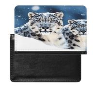Porte-passeport à motif léopard des neiges aux yeux bleus pour porte-documents de voyage, porte-cartes de crédit, portefeuille minimaliste, poche avant, portefeuille tendance, étui fin à deux volets