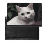 Porte-passeport - Accessoires de voyage - Attrape-rêves - Imperméable - Avec emplacements pour cartes - Blanc - Pour homme et femme, Chat blanc, Taille unique