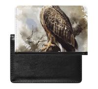 Porte-passeport - Accessoires de voyage - Attrape-rêves - Imperméable - Avec emplacements pour cartes - Blanc - Pour homme et femme, Aquarelle de Faucon assis, Taille unique