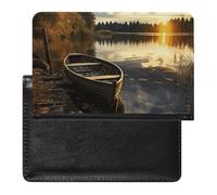 Porte-passeport - Accessoires de voyage - Ballon de football - Étanche - Avec emplacements pour cartes - Pour homme et femme, Bateau au bord du lac, Taille unique