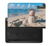 Porte-passeport - Accessoires de voyage - Bonhomme de neige sur la plage - Imperméable - Avec emplacements pour cartes - Pour homme et femme, Bonhomme de neige sable sur la plage, Taille unique