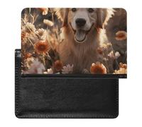 Porte-passeport - Accessoires de voyage - Chat à poils longs - Imperméable - Portefeuille de voyage avec emplacements pour cartes - Pour homme et femme, Golden Retriever et fleurs, Taille unique
