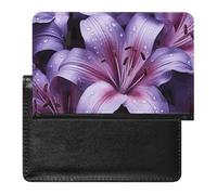 Porte-passeport - Accessoires de voyage - Coccinelles rouges - Portefeuille de voyage étanche avec emplacements pour cartes pour homme et femme, Fleurs de lys violettes, Taille unique