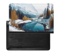 Porte-passeport - Accessoires de voyage complexes - Étanche - Avec emplacements pour cartes - Pour homme et femme, Scène de neige hivernale montagnes, Taille unique