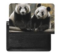 Porte-passeport - Accessoires de voyage - Deux girafes - Imperméable - Portefeuille de voyage avec emplacements pour cartes - Pour homme et femme, Deux grands pandas., Taille unique