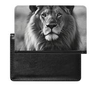 Porte-passeport - Accessoires de voyage - Drapeau américain et aigle - Imperméable - Portefeuille de voyage avec emplacements pour cartes - Pour homme et femme, Lion africain noir et blanc, Taille