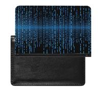 Porte-passeport - Accessoires de voyage - Fleur tropicale - Palmier - Imperméable - Portefeuille de voyage avec emplacements pour cartes - Pour homme et femme, La matrice binaire bleue, Taille unique