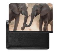 Porte-passeport - Accessoires de voyage - Grues volantes - Peinture traditionnelle - Imperméable - Portefeuille de voyage avec emplacements pour cartes - Pour homme et femme, Deux éléphants jouant