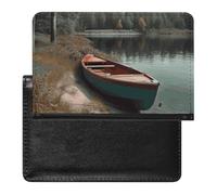 Porte-passeport - Accessoires de voyage - Imperméable - Avec emplacements pour cartes - Pour homme et femme, Bateau amarré sur le rivage, Taille unique