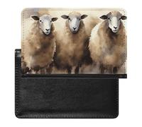 Porte-passeport - Accessoires de voyage - Imperméable - Avec fentes pour cartes - Pour homme et femme, Aquarelle Moutons, Taille unique