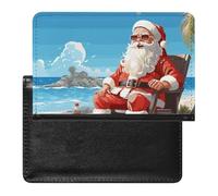 Porte-passeport - Accessoires de voyage - Imperméable - Avec fentes pour cartes - Pour homme et femme, Père Noël à la plage, Taille unique
