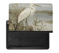 Porte-passeport - Accessoires de voyage - Lézard blanc - Imperméable - Portefeuille de voyage avec emplacements pour cartes - Pour homme et femme, Aigrette des marais, Taille unique