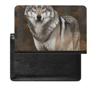 Porte-passeport - Accessoires de voyage - Moderne - Étanche - Avec emplacements pour cartes - Pour homme et femme, Loup gris sauvage, Taille unique