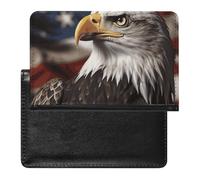 Porte-passeport - Accessoires de voyage - Motif aigle à tête blanche - Drapeau américain - Imperméable - Portefeuille de voyage avec emplacements pour cartes - Pour homme et femme, Pygargue à tête