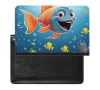 Porte-passeport - Accessoires de voyage - Motif aigle à tête blanche - Drapeau américain - Imperméable - Portefeuille de voyage avec emplacements pour cartes - Pour homme et femme, Poisson sous la mer