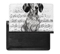 Porte-passeport - Accessoires de voyage - Motif bouledogue anglais - Étanche - Avec emplacements pour cartes - Pour homme et femme, Notes de musique teckel, Taille unique
