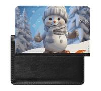 Porte-passeport - Accessoires de voyage - Motif champignon géant - Imperméable - Portefeuille de voyage avec emplacements pour cartes - Pour homme et femme, Adorable bonhomme de neige, Taille unique