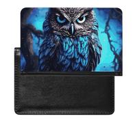Porte-passeport - Accessoires de voyage - Motif chat mignon - Chants de Noël - Étanche - Portefeuille de voyage avec emplacements pour cartes - Pour homme et femme, bleu/motifs chouettes, Taille