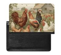 Porte-passeport - Accessoires de voyage - Motif chat mignon - Chants de Noël - Étanche - Portefeuille de voyage avec emplacements pour cartes - Pour homme et femme, Poules et ferme, Taille unique