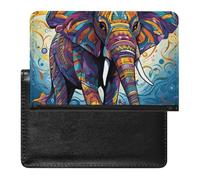 Porte-passeport - Accessoires de voyage - Motif chat mignon - Chants de Noël - Étanche - Portefeuille de voyage avec emplacements pour cartes - Pour homme et femme, Éléphant coloré., Taille unique