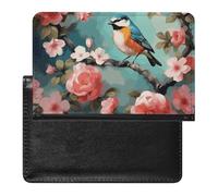 Porte-passeport - Accessoires de voyage - Motif hibou - Branches d'arbre - Imperméable - Portefeuille de voyage avec emplacements pour cartes - Pour homme et femme, fleurs, oiseaux et papillons