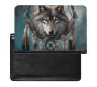 Porte-passeport - Accessoires de voyage - Motif loup 3D - Attrape-rêves - Étanche - Avec emplacements pour cartes - Pour homme et femme, Attrape-rêves 3D Loup, Taille unique