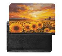 Porte-passeport - Accessoires de voyage - Motif Terre bleue dans l'espace - Portefeuille de voyage étanche avec emplacements pour cartes - Pour homme et femme, Beau coucher de soleil sur un champ de