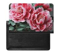 Porte-passeport - Accessoires de voyage - Motif Terre bleue dans l'espace - Portefeuille de voyage étanche avec emplacements pour cartes - Pour homme et femme, Belle fleur de pivoine, Taille unique