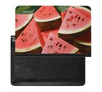 Porte-passeport - Accessoires de voyage - Motif tête de mort - Étanche - Avec emplacements pour cartes - Pour homme et femme, Graines de tranches de pastèque mûres, Taille unique
