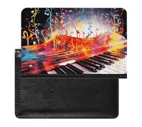 Porte-passeport - Accessoires de voyage - Motif tête de mort - Étanche - Avec emplacements pour cartes - Pour homme et femme, Clavier de piano coloré avec note de musique, Taille unique