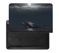Porte-passeport - Accessoires de voyage - Motif tigre - Étanche - Avec emplacements pour cartes - Pour homme et femme, Baleine pleine lune, Taille unique